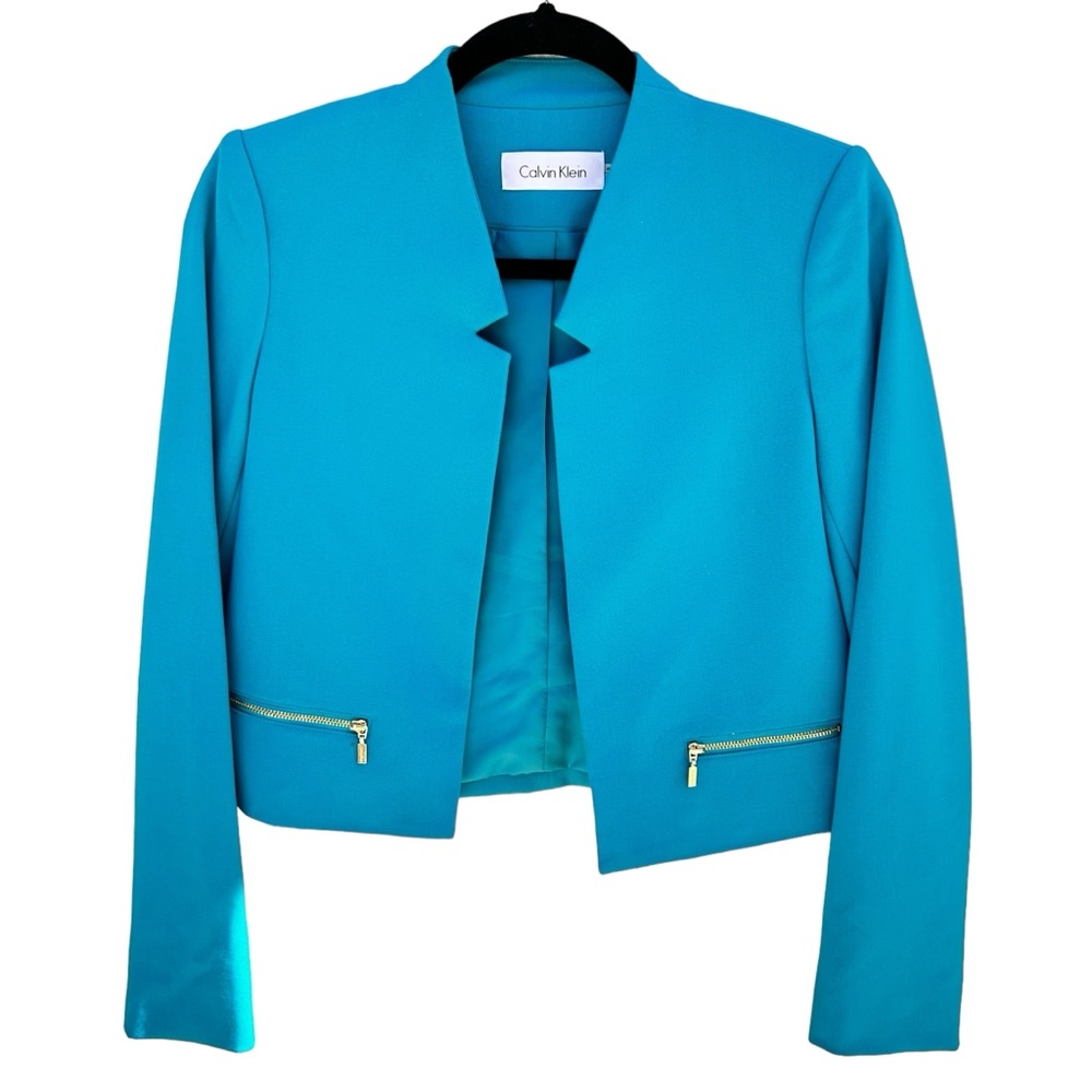 Calvin Klein Blue open cropped blazer size 4P